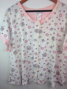 True Colors 2X Hearts Tea Kettle Sleep Pink White Top Plus